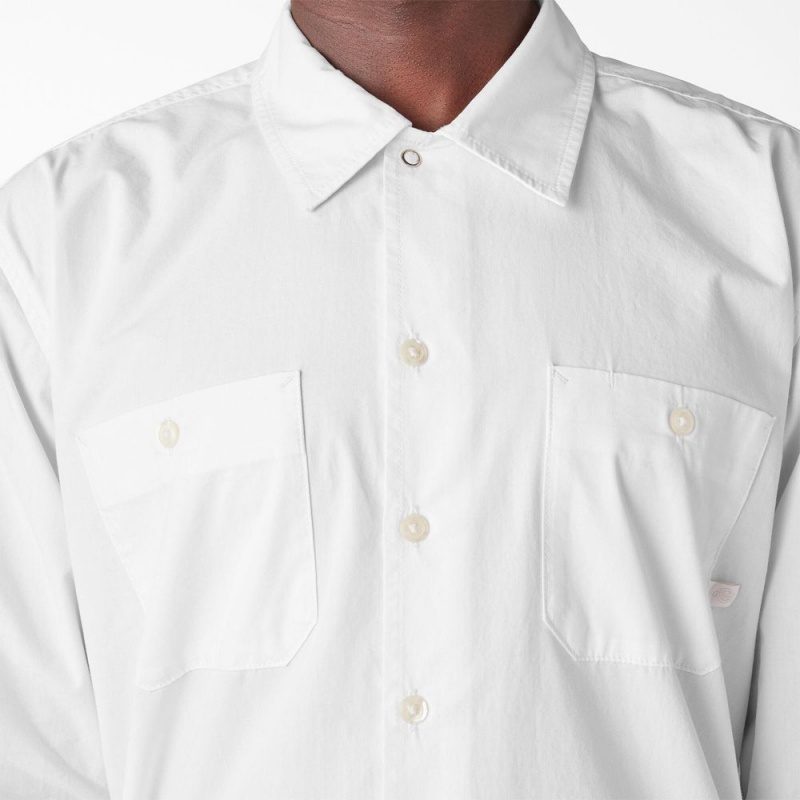 White Men's Dickies Premium Collection Service Shirt | HLN164872