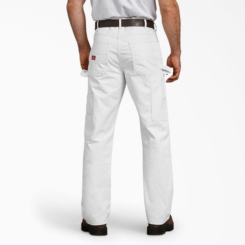 White Men's Dickies Relaxed Fit Double Knee Carpenter Painter's Pants | EIF974528