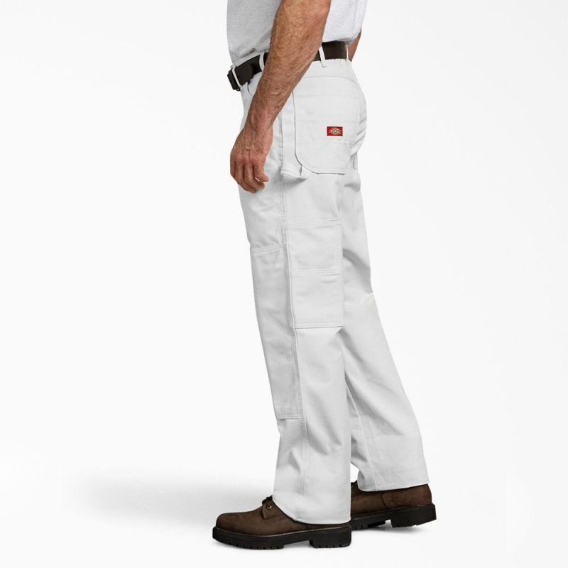 White Men's Dickies Relaxed Fit Double Knee Carpenter Painter's Pants | EIF974528