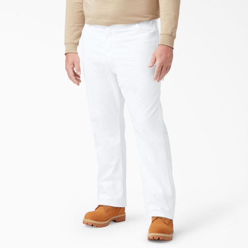 White Men's Dickies Relaxed Fit Straight Leg Painter's Pants | WPT847503