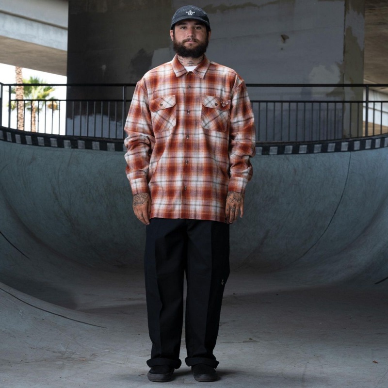 White Men's Dickies Ronnie Sandoval Brushed Flannel Shirt | YRD263894