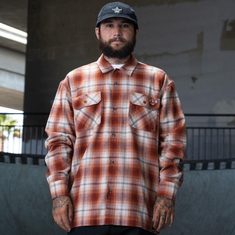 White Men\'s Dickies Ronnie Sandoval Brushed Flannel Shirt | YRD263894