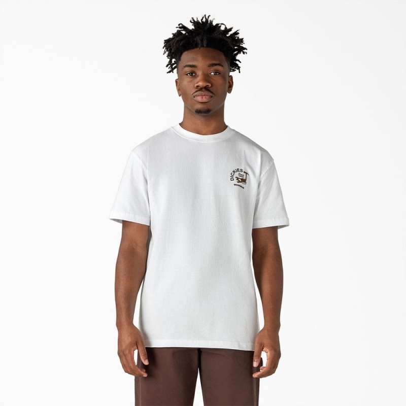 White Men's Dickies Scorpion Heavyweight T-Shirt | AOR218903