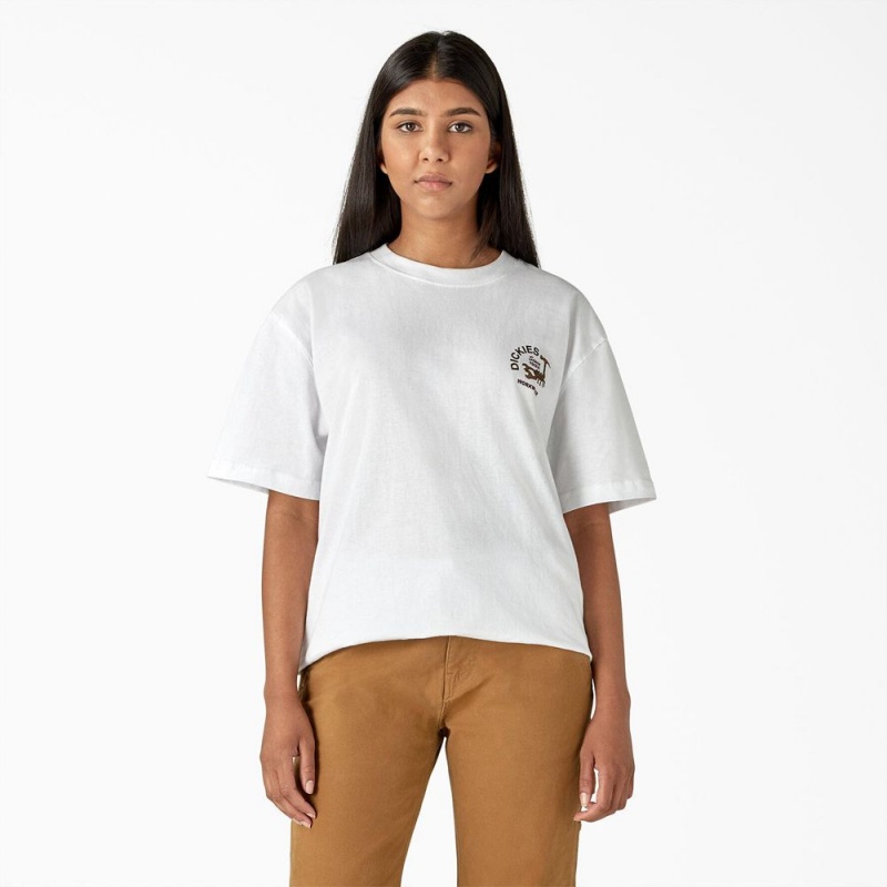 White Men's Dickies Scorpion Heavyweight T-Shirt | AOR218903