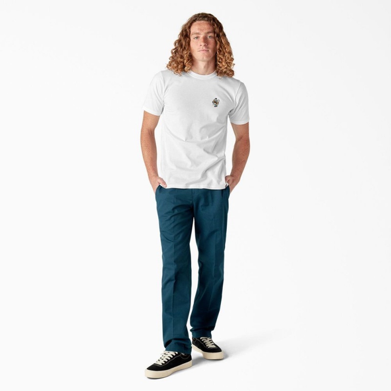 White Men's Dickies Skateboarding DIY Skate Graphic T-Shirt | LYV572103