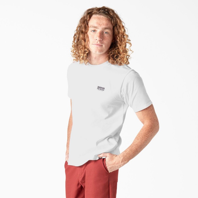 White Men's Dickies Skateboarding Pool Drainage Graphic T-Shirt | GYN583901