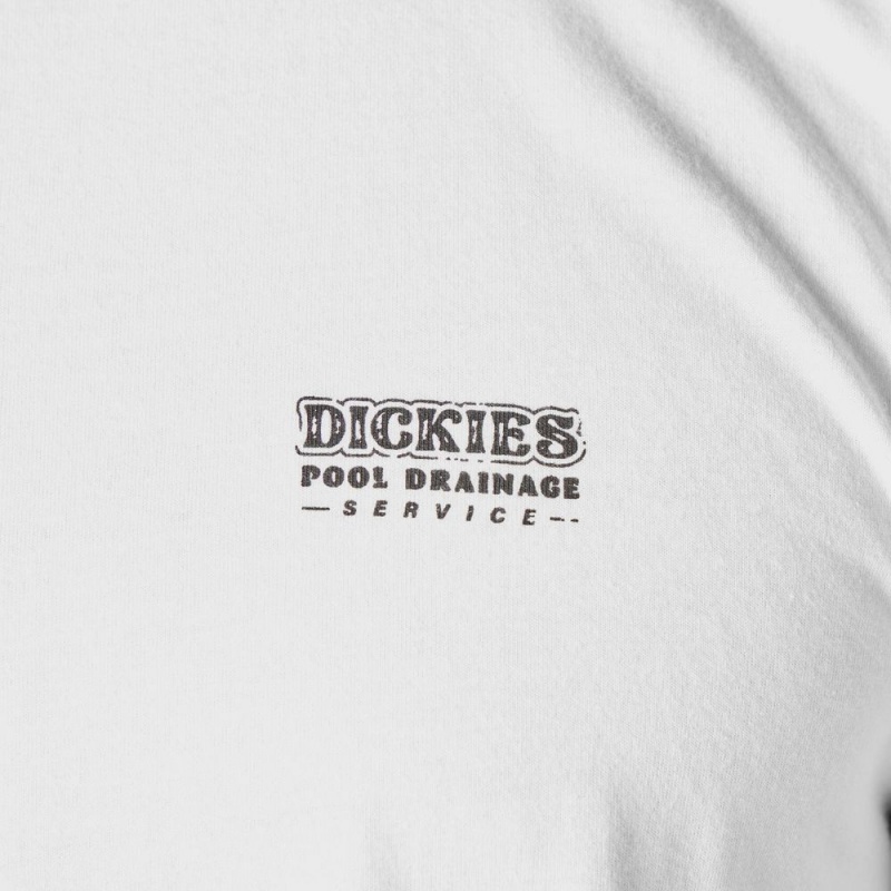 White Men's Dickies Skateboarding Pool Drainage Graphic T-Shirt | GYN583901