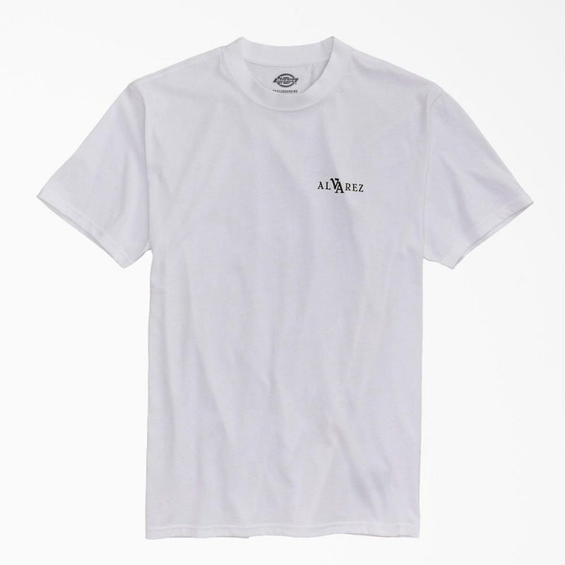 White Men's Dickies Vincent Alvarez Graphic T-Shirt | PUQ176092