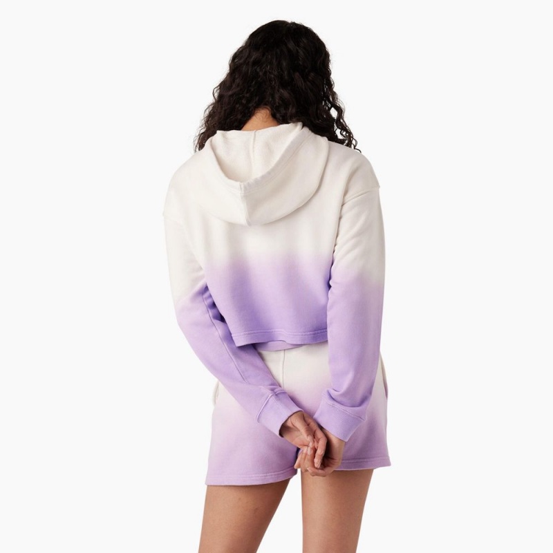 White Women's Dickies Cropped Ombre Hoodie | KRM930861