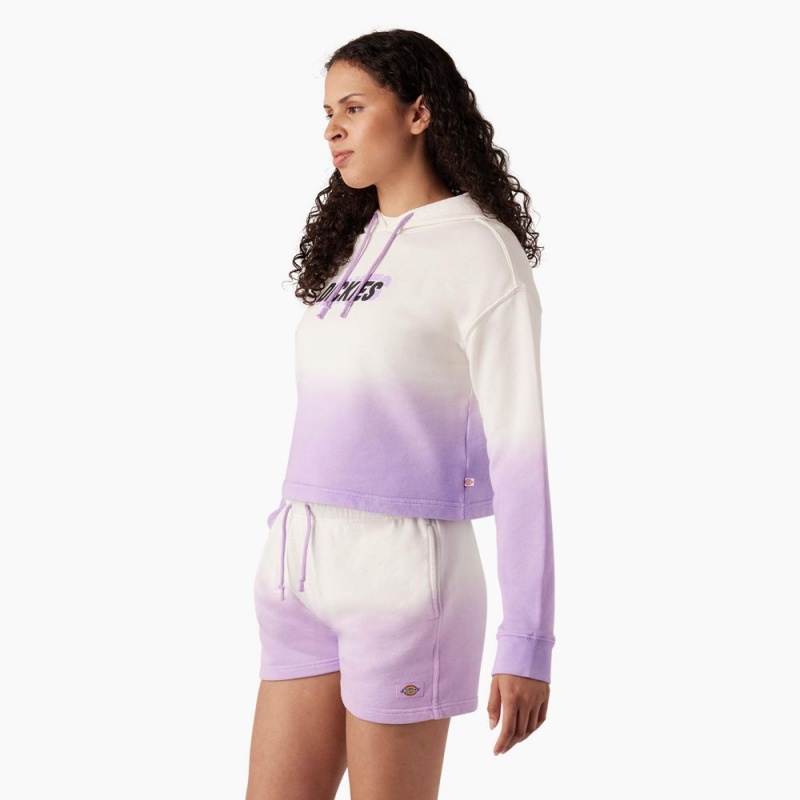 White Women's Dickies Cropped Ombre Hoodie | KRM930861