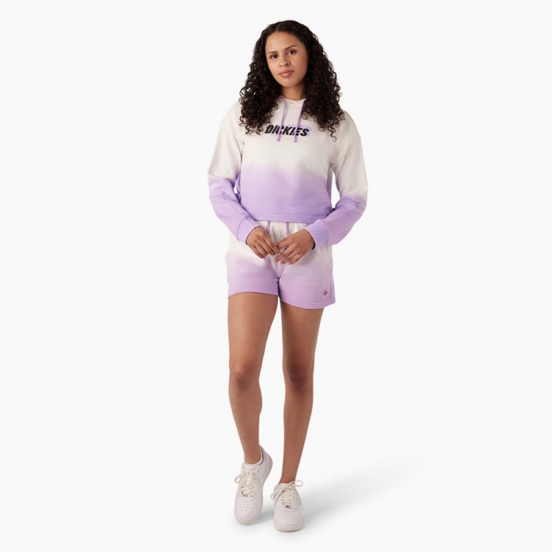 White Women's Dickies Cropped Ombre Hoodie | KRM930861