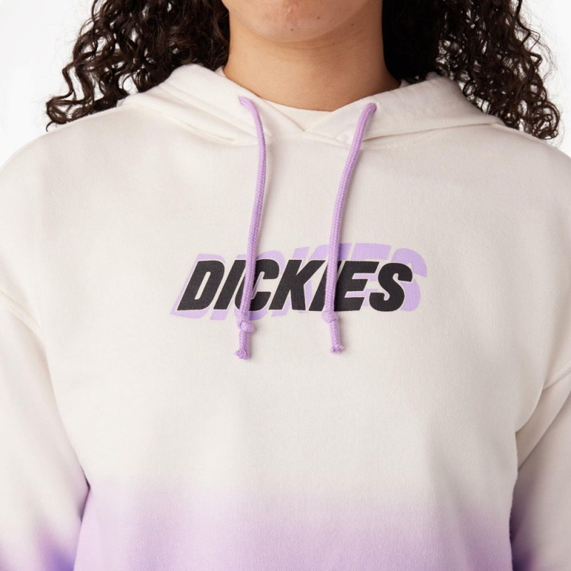 White Women's Dickies Cropped Ombre Hoodie | KRM930861