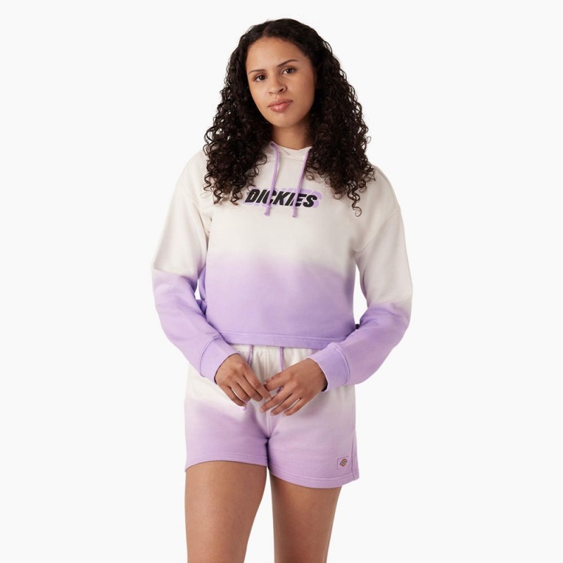 White Women\'s Dickies Cropped Ombre Hoodie | KRM930861