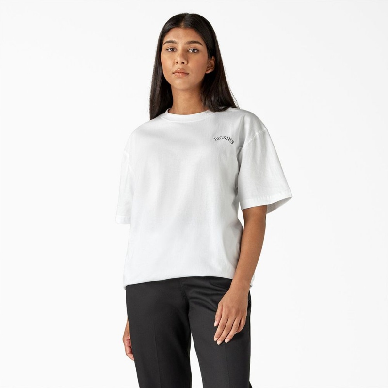 White Women's Dickies Eagle Barrel Heavyweight T-Shirt | PLV049731