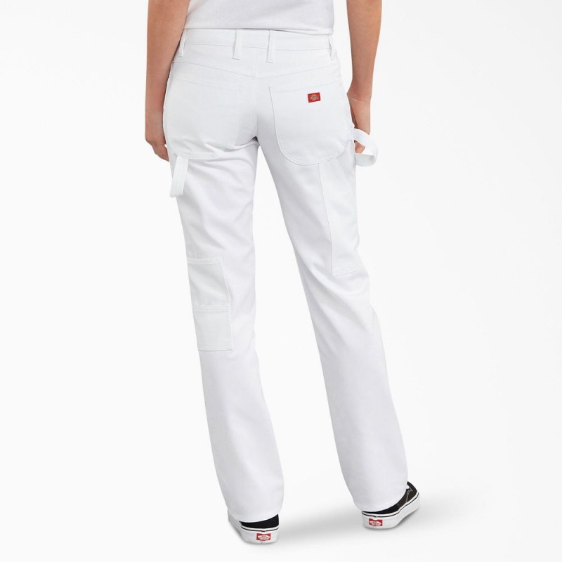 White Women's Dickies FLEX Relaxed Fit Carpenter Painter's Pants | FQU637290