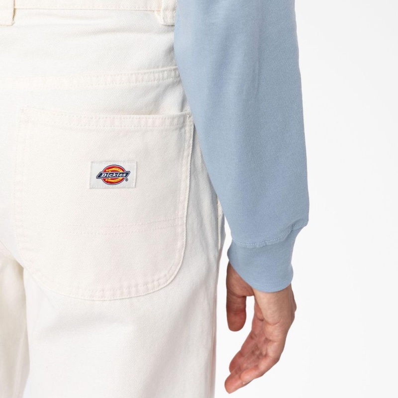 White Women's Dickies Regular Fit Duck Pants | EZF251698