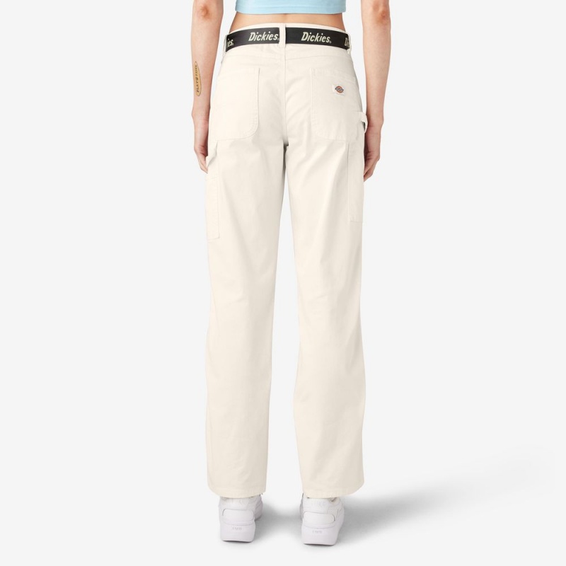 White Women's Dickies Relaxed Fit Carpenter Pants | FKU059842