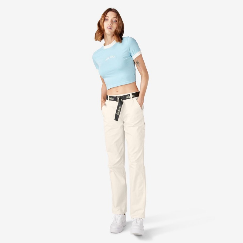 White Women's Dickies Relaxed Fit Carpenter Pants | FKU059842