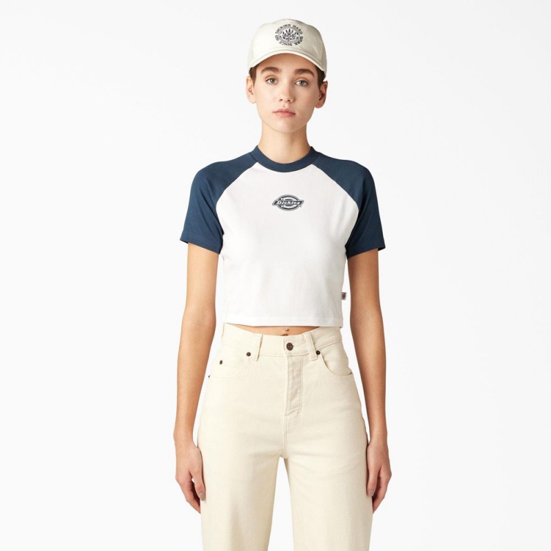 White Women\'s Dickies Sodaville Cropped T-Shirt | UTZ942061