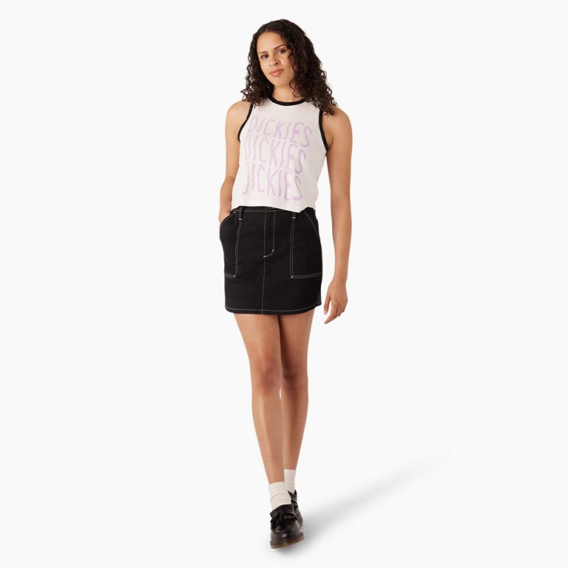 White Women's Dickies Sporty Graphic Tank Top | WRD196203