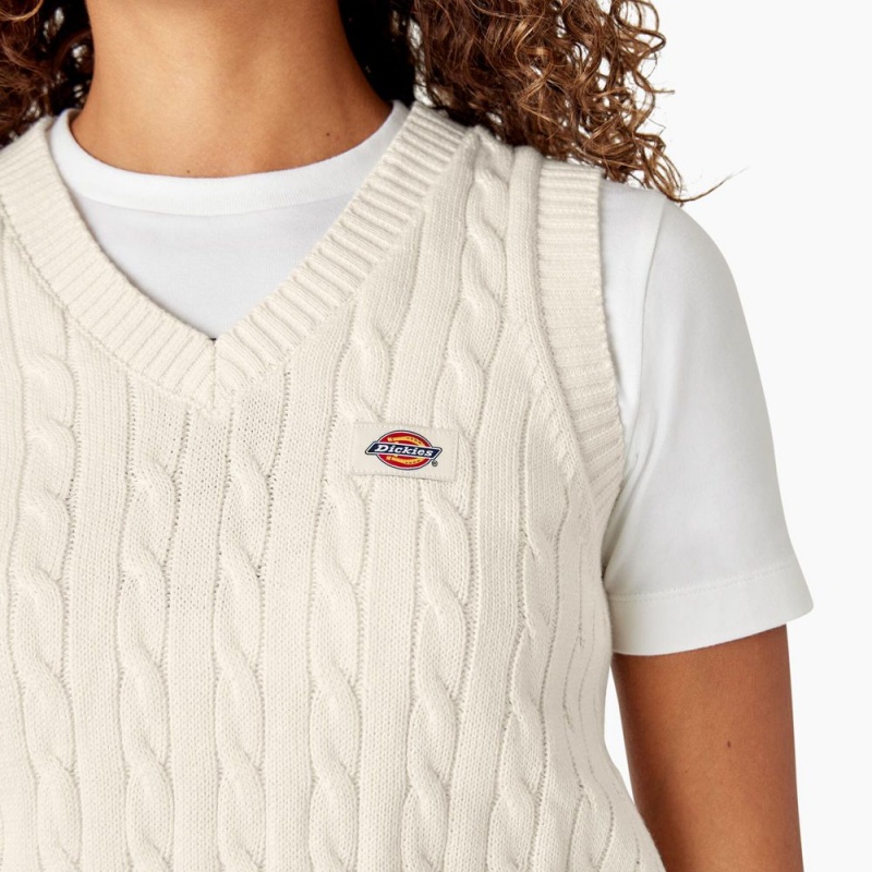 White Women's Dickies Sweater Vest | VCK295703