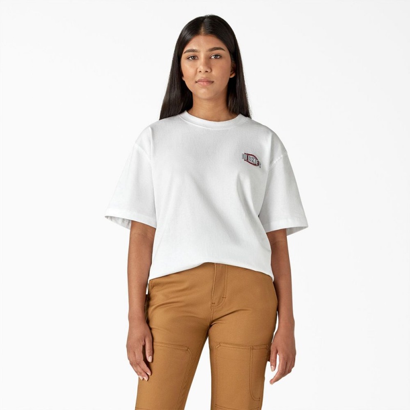 White Women's Dickies Workwear Sign Heavyweight T-Shirt | IDV612803