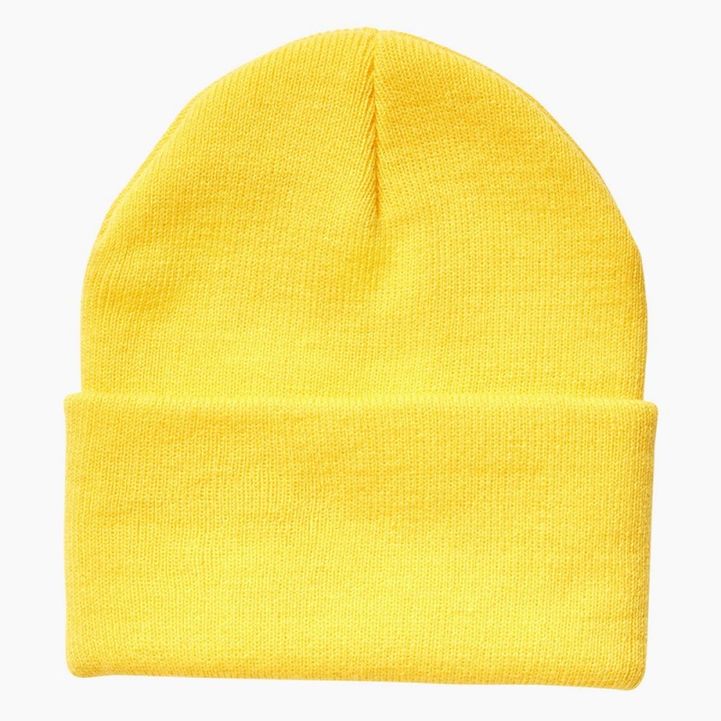 Yellow Men's Dickies Breast Cancer Awareness Cuffed Knit Beanie | YSC037821