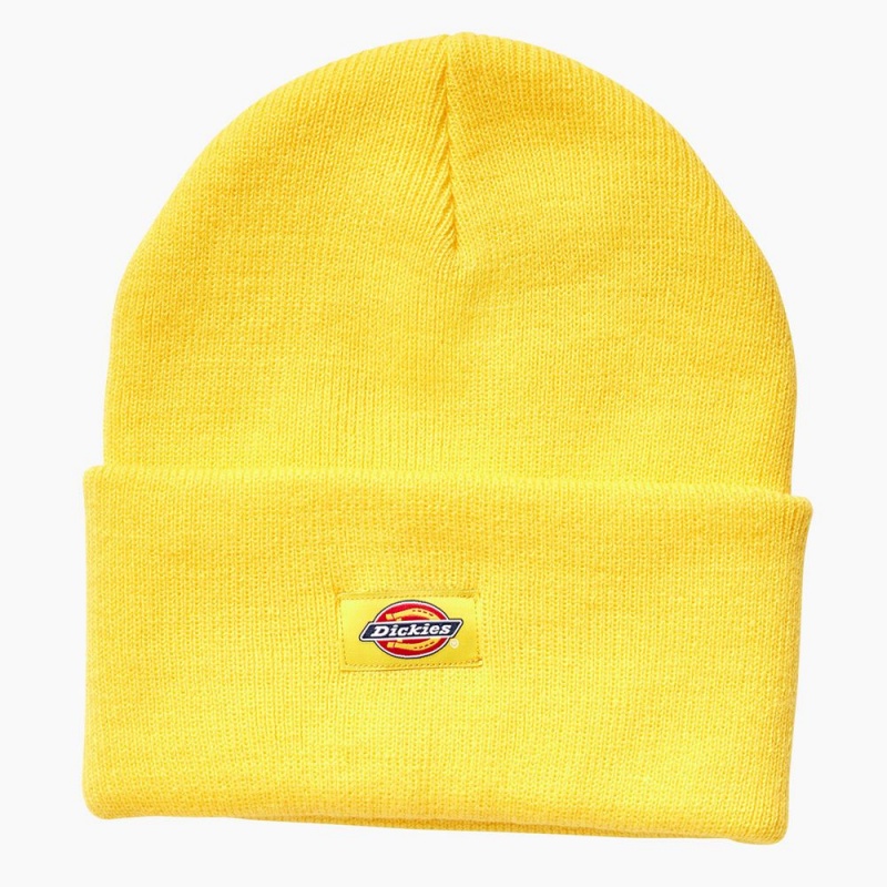 Yellow Men\'s Dickies Breast Cancer Awareness Cuffed Knit Beanie | YSC037821