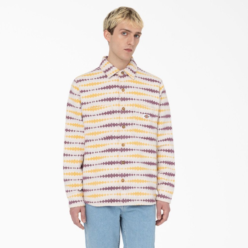 Yellow Men\'s Dickies Falkville Long Sleeve Shirt | NGK960583