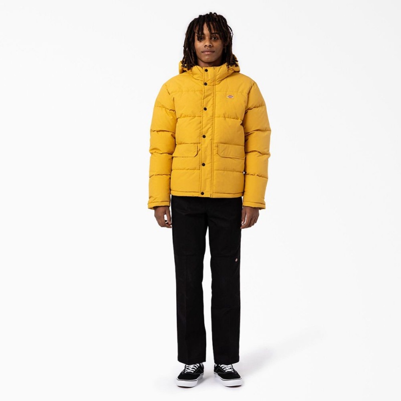 Yellow Men's Dickies Glacier View Anorak Puffer Jacket | KDO748512