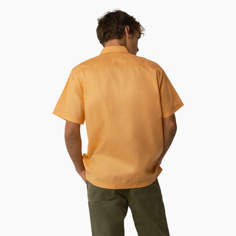 Yellow Men's Dickies Madras Short Sleeve Work Shirts | SMX629305