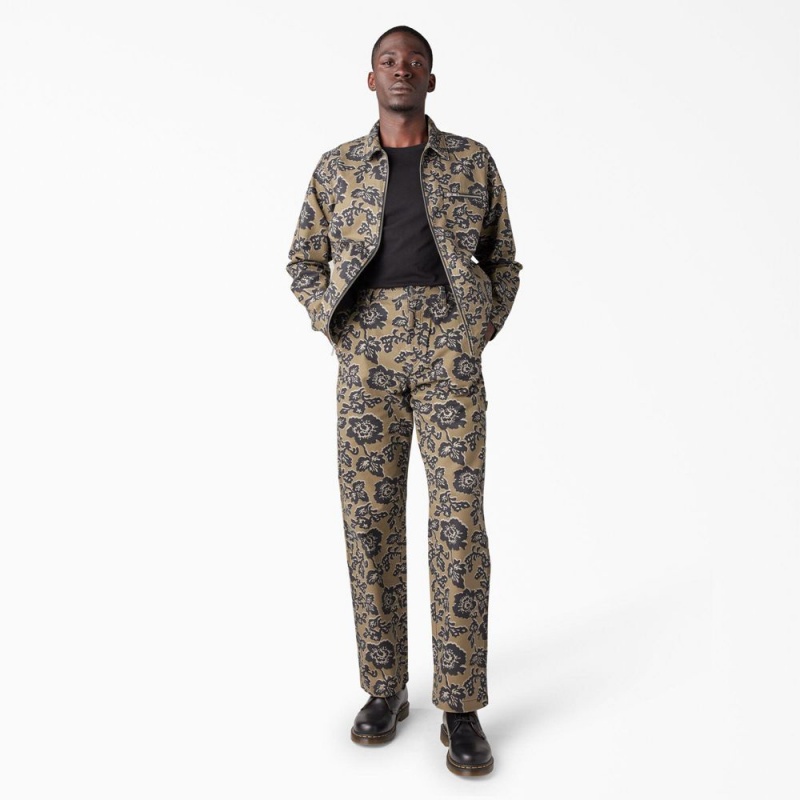 Yellow Men's Dickies Premium Collection Desert Floral Eisenhower Jacket | GYH216495