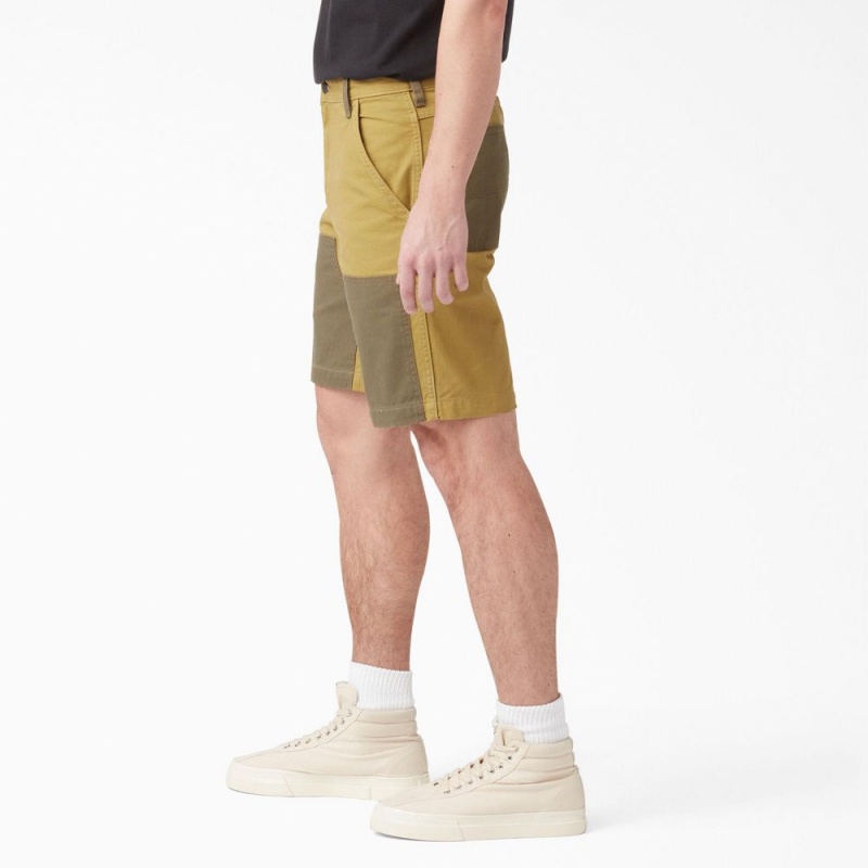 Yellow Men's Dickies Regular Fit Contrast Chap Front Shorts | SLN230489