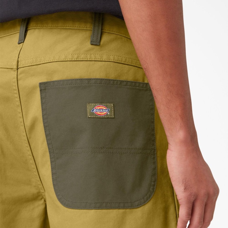 Yellow Men's Dickies Regular Fit Contrast Chap Front Shorts | SLN230489