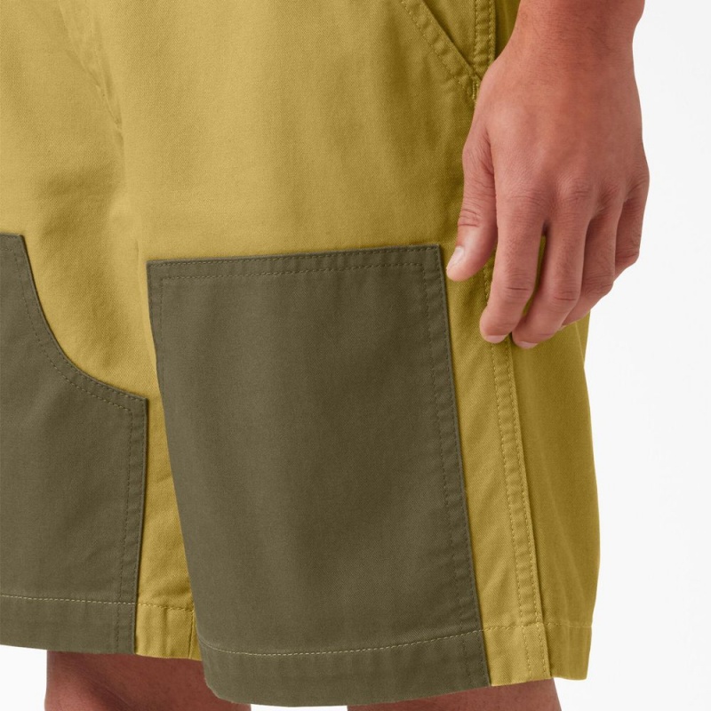 Yellow Men's Dickies Regular Fit Contrast Chap Front Shorts | SLN230489