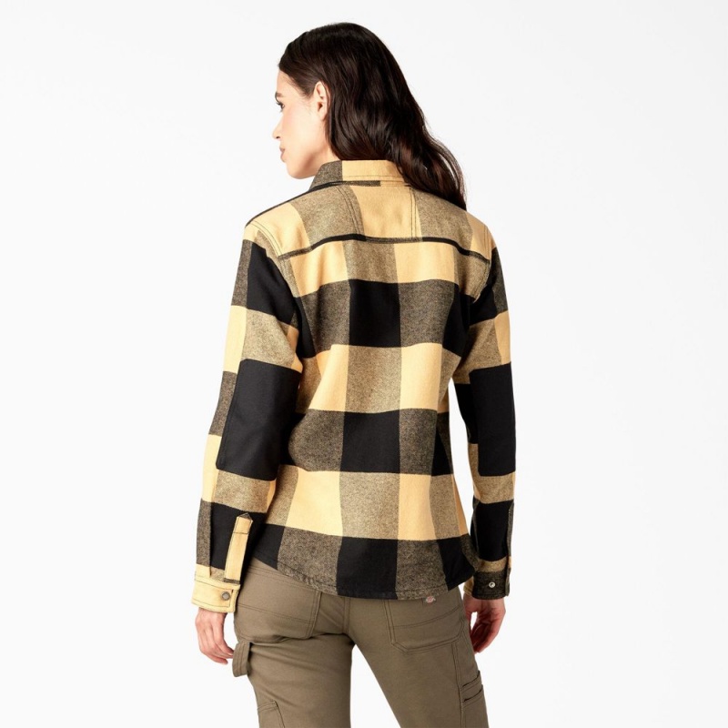 Yellow Women's Dickies DuraTech Renegade Flannel Shirt | HGM850463